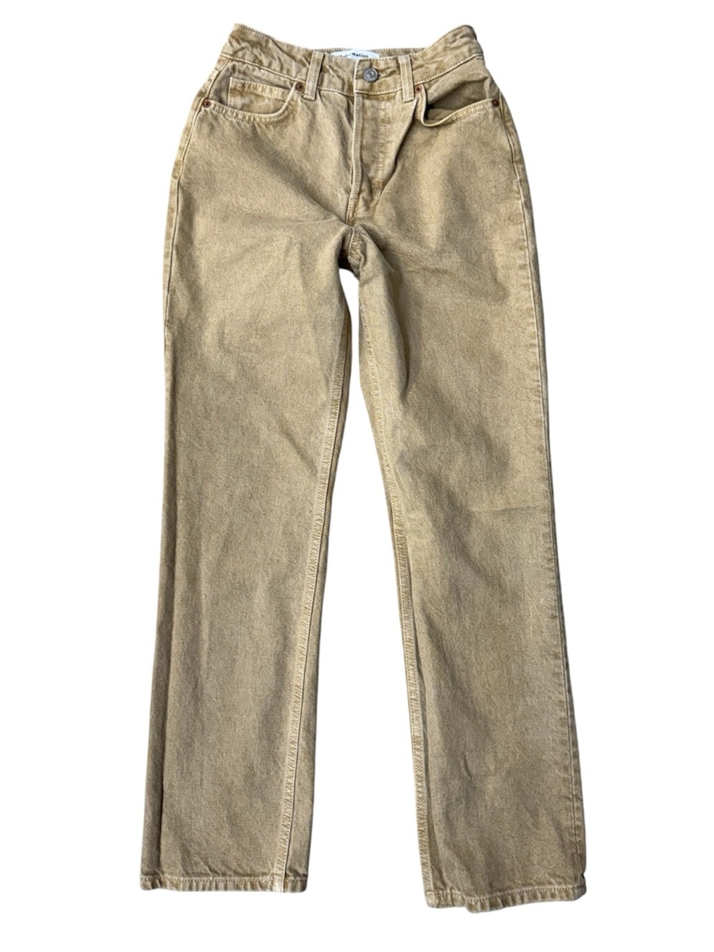 NWT Reformation Cynthia High Rise Straight Denim Jeans Beige Size 24x30